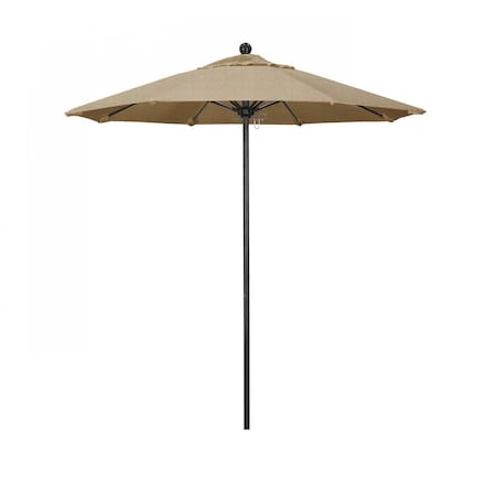 California Umbrella 7.5' Black Aluminum Market Patio Umbrella, Sunbrella Linen Sesame 194061334669